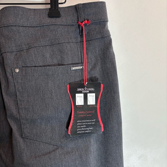 SIMON CHANG Sz 16 Stretchy Type Grey Straight Leg High Rise Trouser Pants NEW - Picture 10 of 10